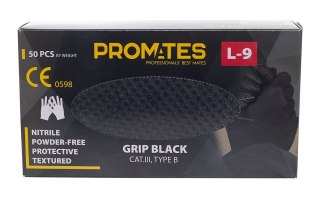 RĘKAWICE NITRYLOWE WZMAC. PROMATES GRIP BLACK S OP. 50SZT