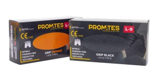 RĘKAWICE NITRYLOWE WZMAC. PROMATES GRIP ORANGE S OP. 50SZT