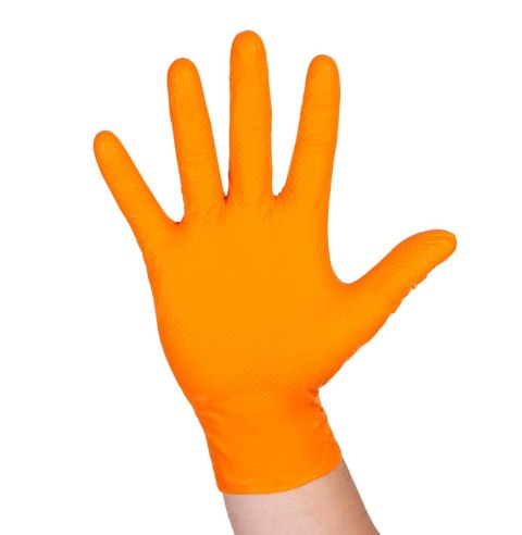 RĘKAWICE NITRYLOWE WZMAC. PROMATES GRIP ORANGE S OP. 50SZT